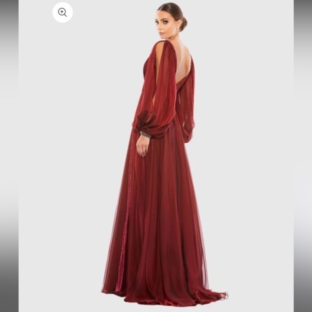 NWT - Mac Duggal - Red Chiffon Gown - Size 14